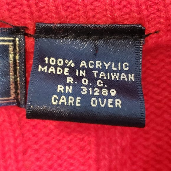 Vintage Red Ski Sweater Acrylic Size Large AstorOne Retro Winter Design - Picture 4 of 7